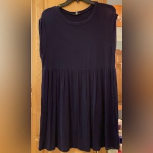 Vintage 80s~ Short sleeveViscose Navy blue oversized baby doll dress by Tobi